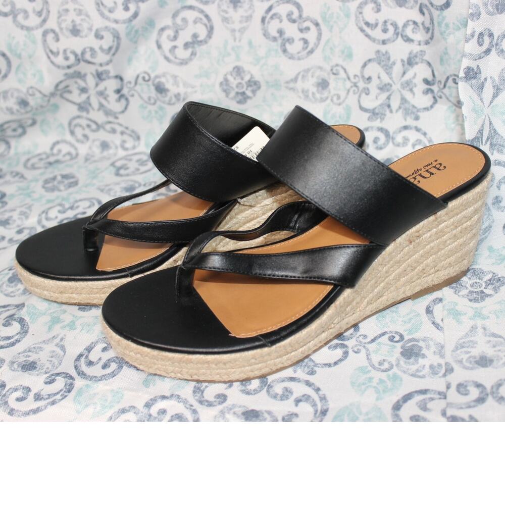 A.N.A. Cauby Black Wedge‎ Sandals NWT Womens Size 10M